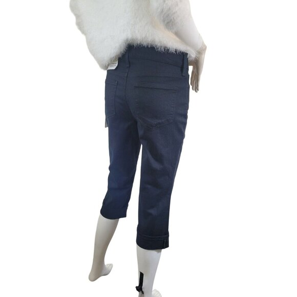 NYDJ Marilyn Crop Cuff Black Premium Denim Lift Tuck Jeans Size 2P-NEW (36) - Picture 4 of 12